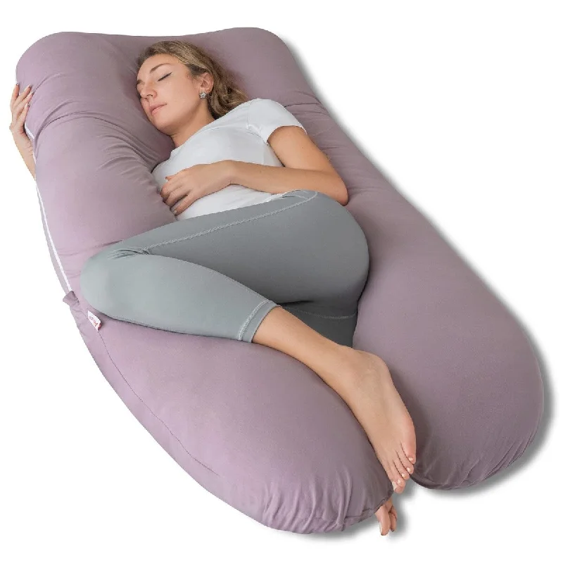 Maternity Pillow, Cooling Pregnancy Pillows Maternity Body Pillow with Purple Jersey Double Zipper Removable 55inches