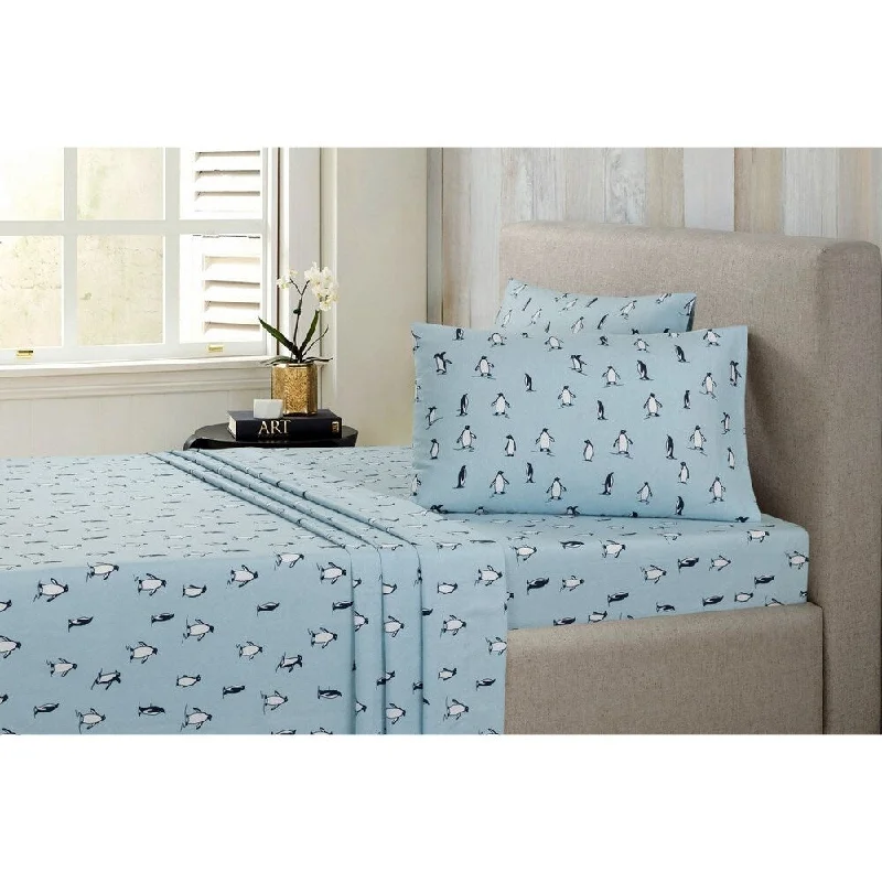 Modernist Flannel Penguin Sheet Set