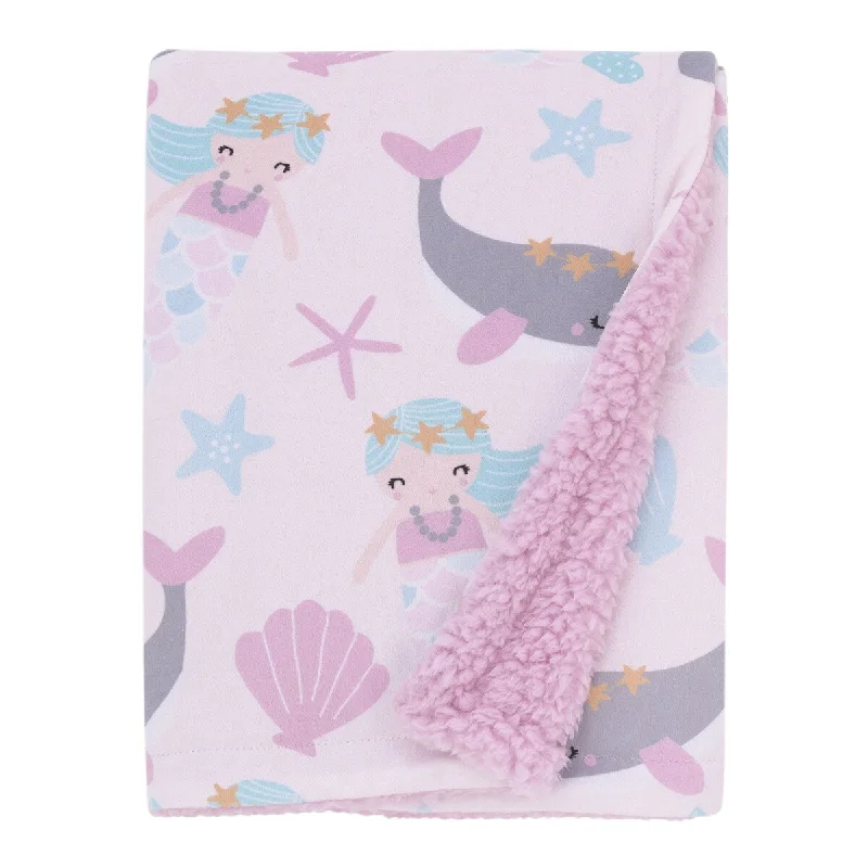 NoJo Sugar Reef Mermaid Sherpa Baby Blanket