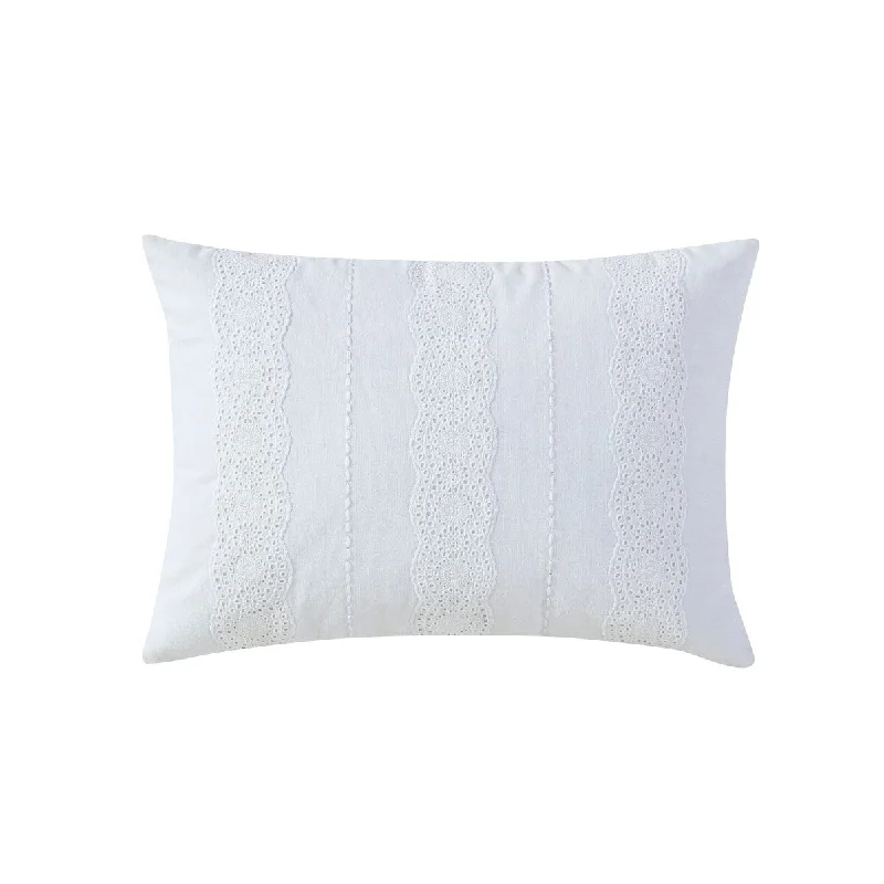 Peri Home Linen Eyelet Decorative Pillow - White