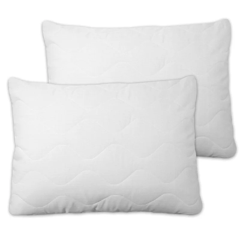 Quilted Pillow Protectors With Zipper (Set of 2)