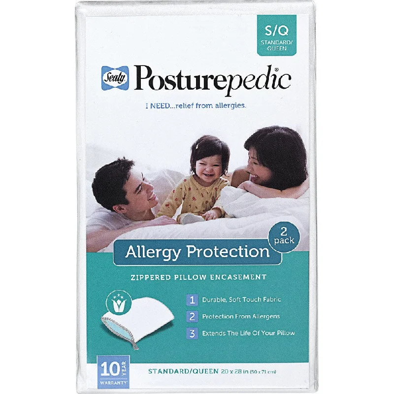 Sealy Posturepedic Allergy Microfiber Jumbo Pillow Protector (Set of 2) - White