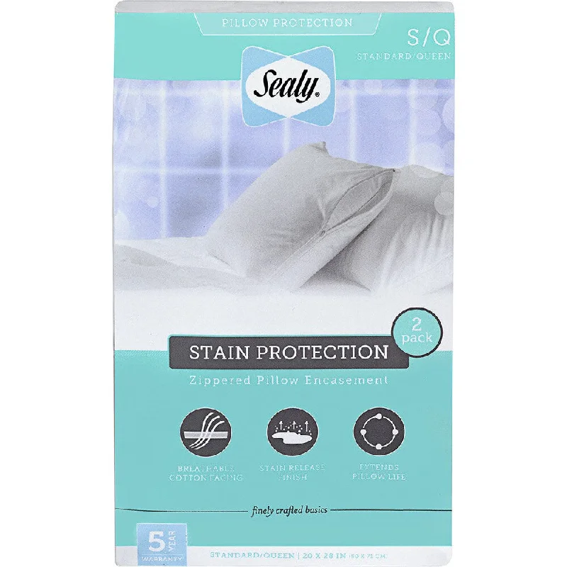 Sealy Stain Protection Jumbo Pillow Protector - White