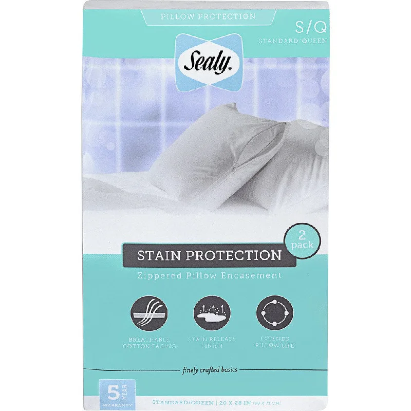 Sealy Stain Protection Zippered Pillow Protector (Set of 2)