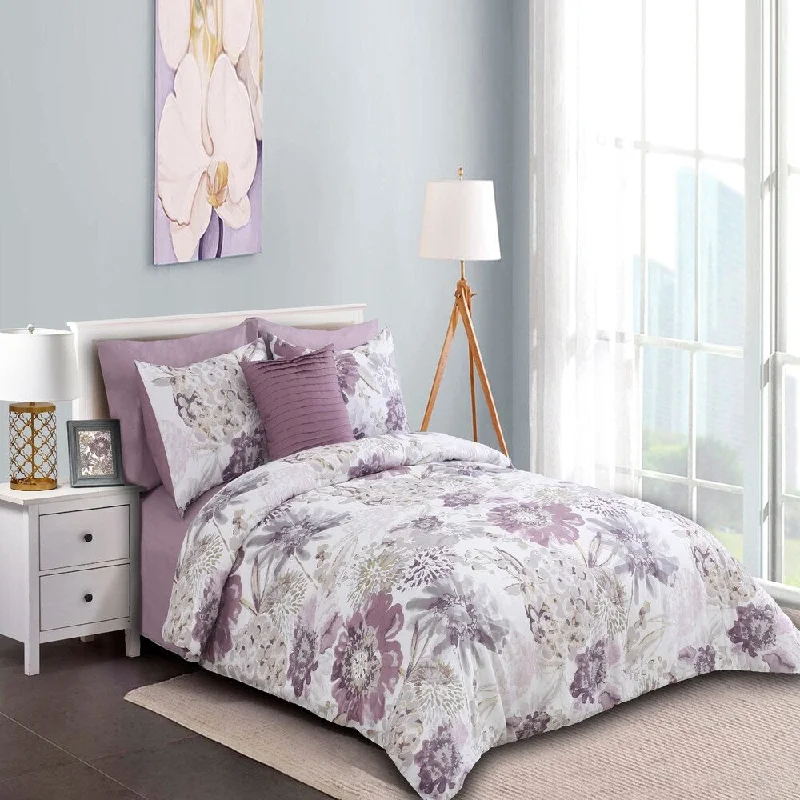 Sienna Printed Comforter Set in Purple