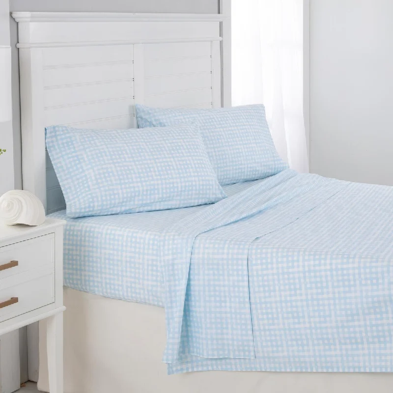 Southern Tide Beaufort Watercolor Gingham Blue Sheet Set