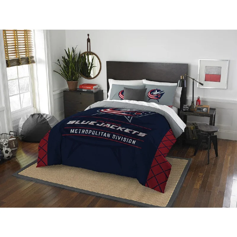 The Northwest Company NHL Blue Jackets Draft Blue and Red Full/Queen 3-piece Comforter Set