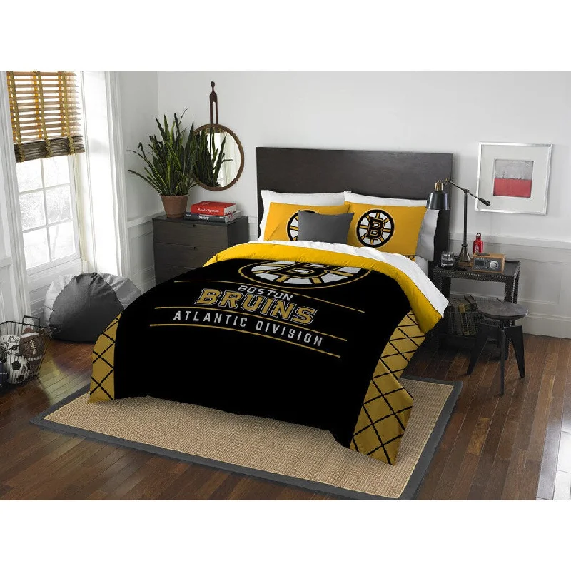 The Northwest Company NHL Boston Bruins Draft Full/Queen 3-piece Comforter Set - black/yellow