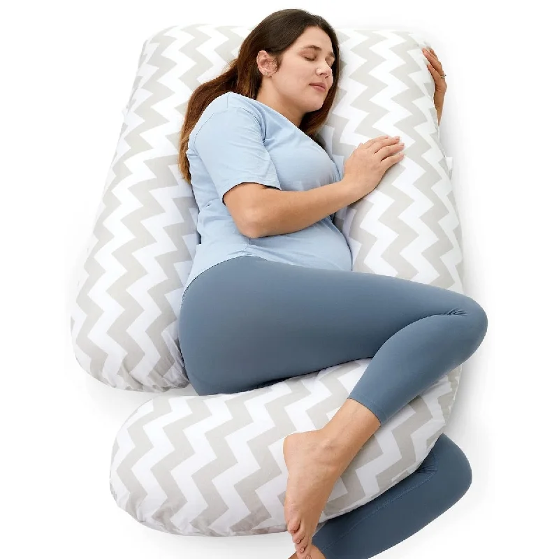 U Shaped Pregnancy Pillows with Cotton Removable Cover, 57 Inch Full Body Pillow Maternity Support, Must Have for Pregnant Women