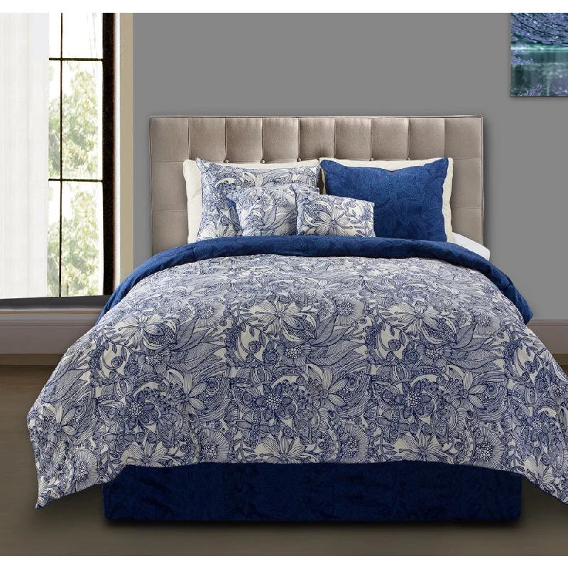 Valentina Flowers and Doodles 5-piece Comforter Set