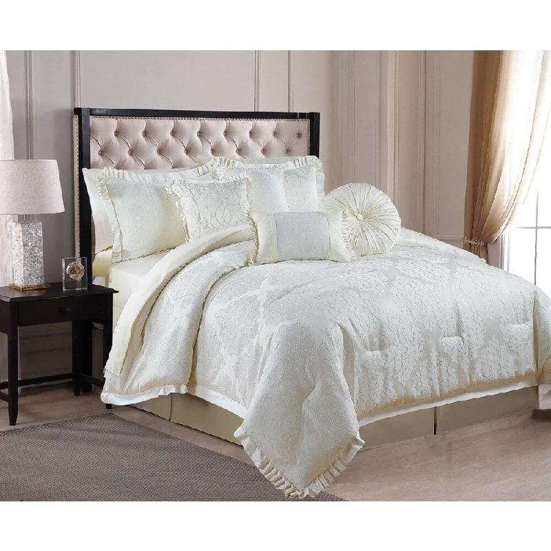 Verona 8-piece Luxurious Puckered Jacquard King-size Comforter Set