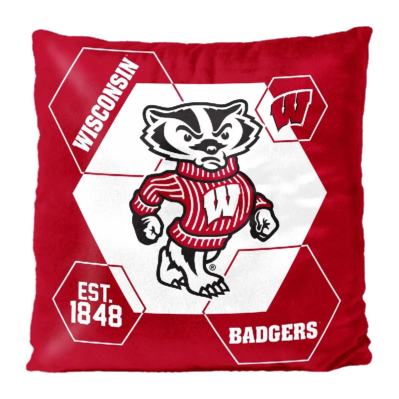 Wisconsin OFFICIAL NHL "Connector" Double Sided Velvet Pillow; 16" x 16" - White