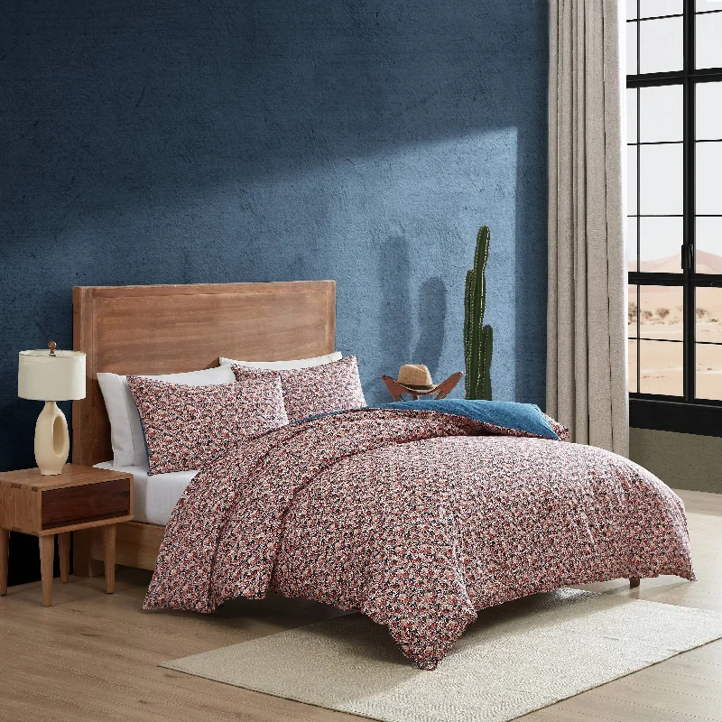 Wrangler Prairie Floral Red 100% Cotton Duvet Cover & Sham Set