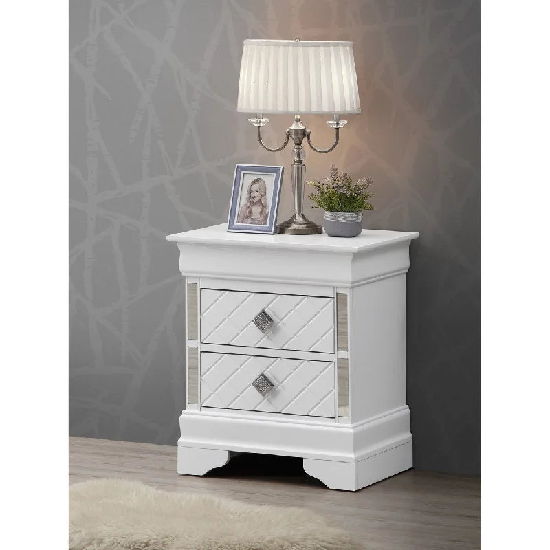 2-Drawer Nightstand, Silver Champagne