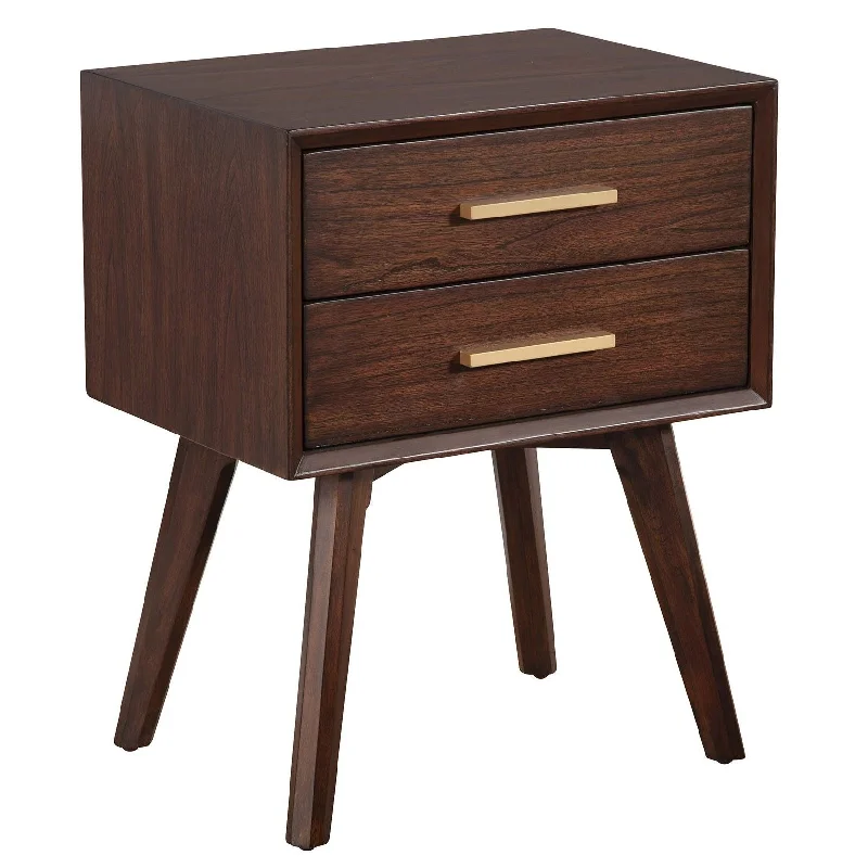 2 Drawer Nightstand - Walnut And Gold