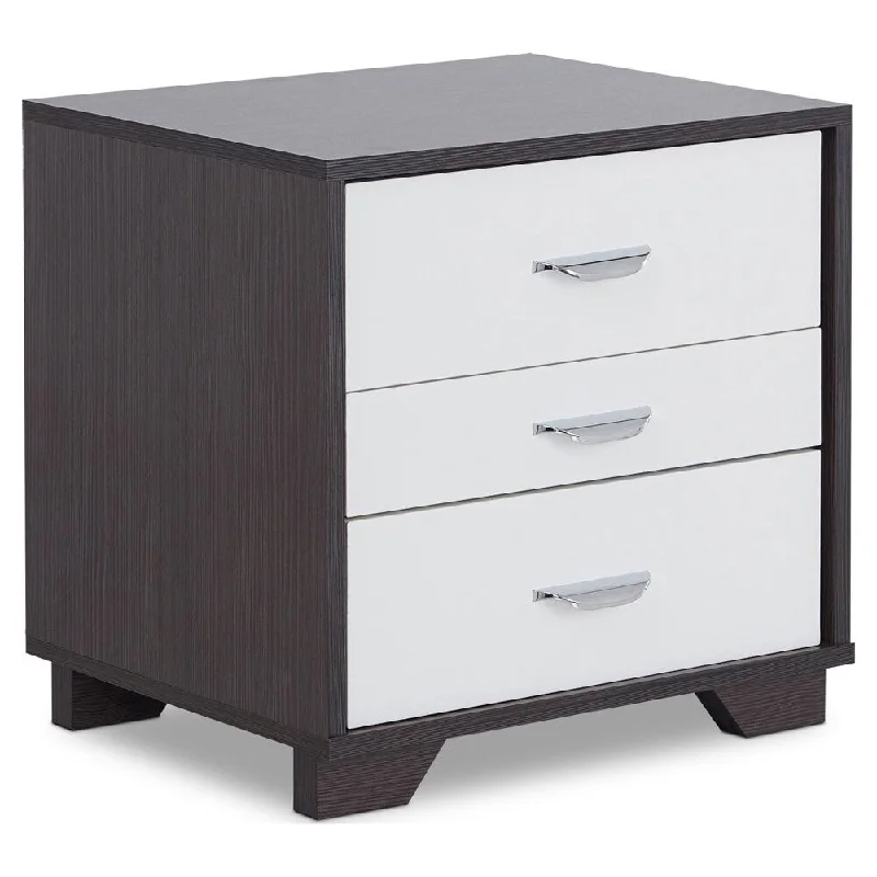 ACME Eloy Nightstand with 3 Drawers in Walnut and Espresso