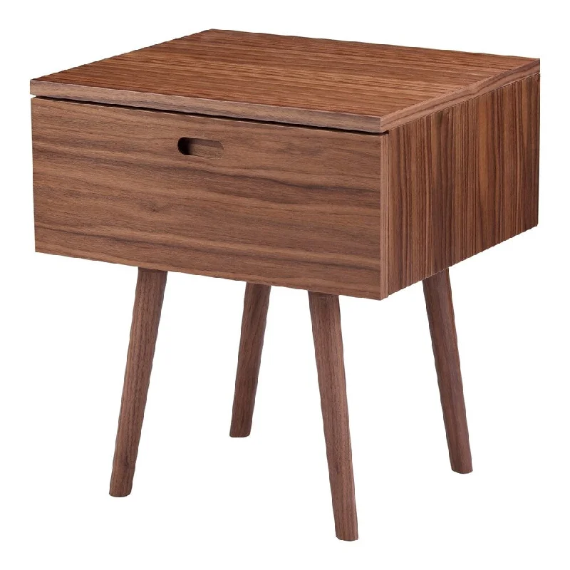 Aurelle Home Brown Mid-Century Modern Nightstand