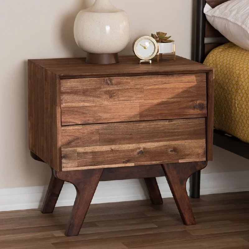 Carson Carrington Logten Mid-century Brown 2-drawer Nightstand