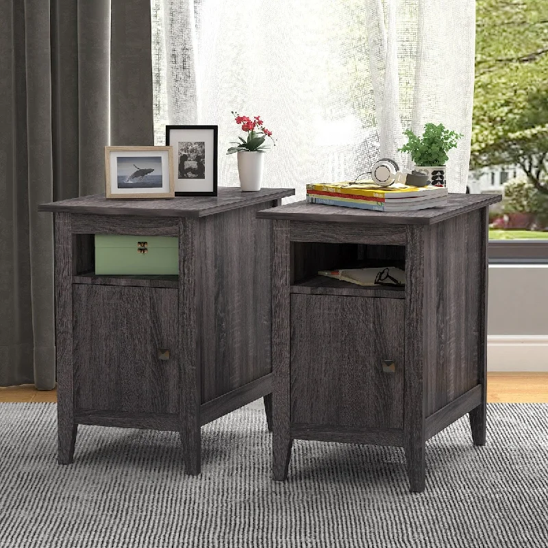 Cement Gray Compact Nightstand - Simple and Compact, Ample Storage