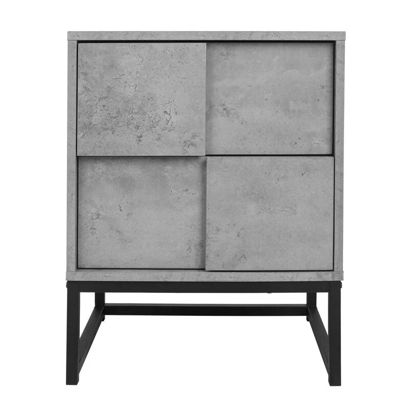 Cement Gray Nightstand with 2 Drawers