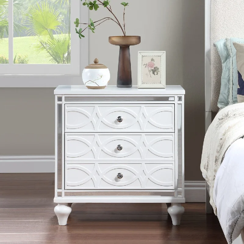 Elegant Mirrored Nightstand with Crystal Pulls