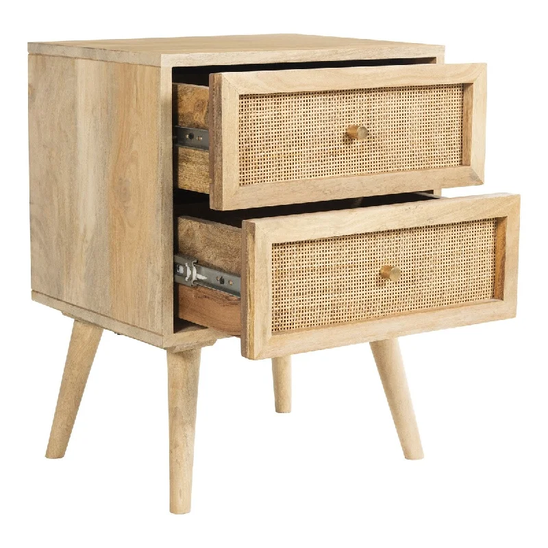 Glenda Solid Wood Two-Drawer Nightstand