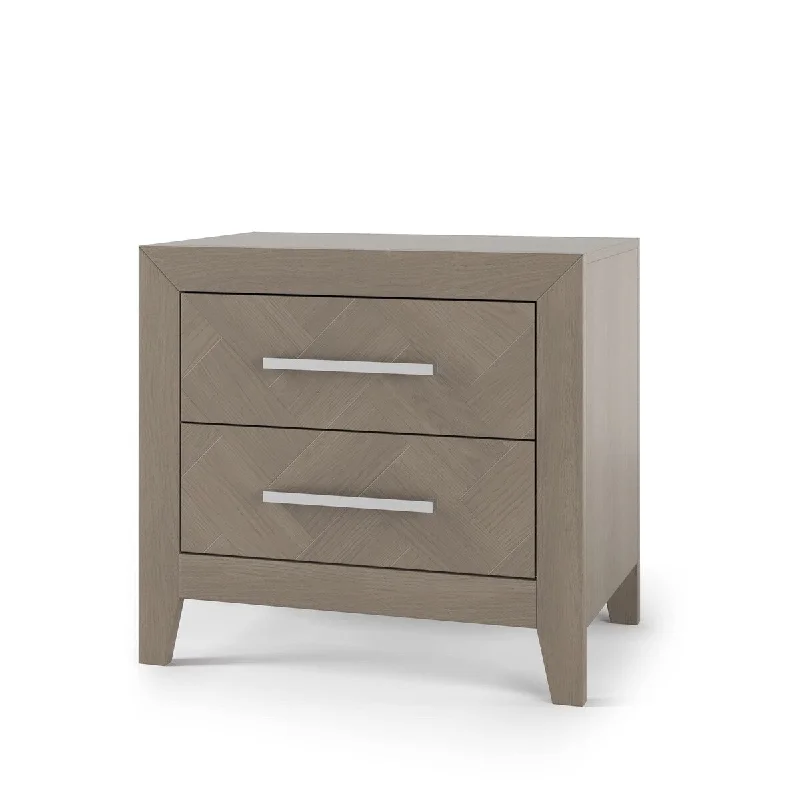 Kieran Nightstand with 2-Drawers, Crescent Gray