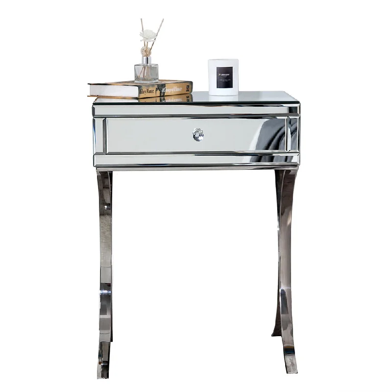 Mirrored Nightstand Drawer - Silver