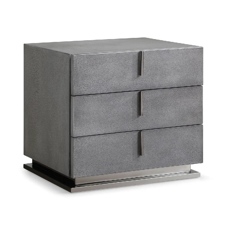 Modrest Buckley Modern Cracked Grey 3-Drawer Nightstand