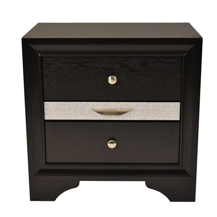 Night Stand Black, 3 Drawers