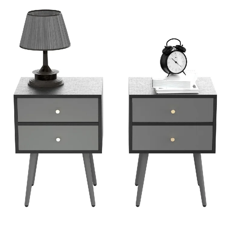 Nightstand with 2 Drawers, Single/ Set of 2 Side Table