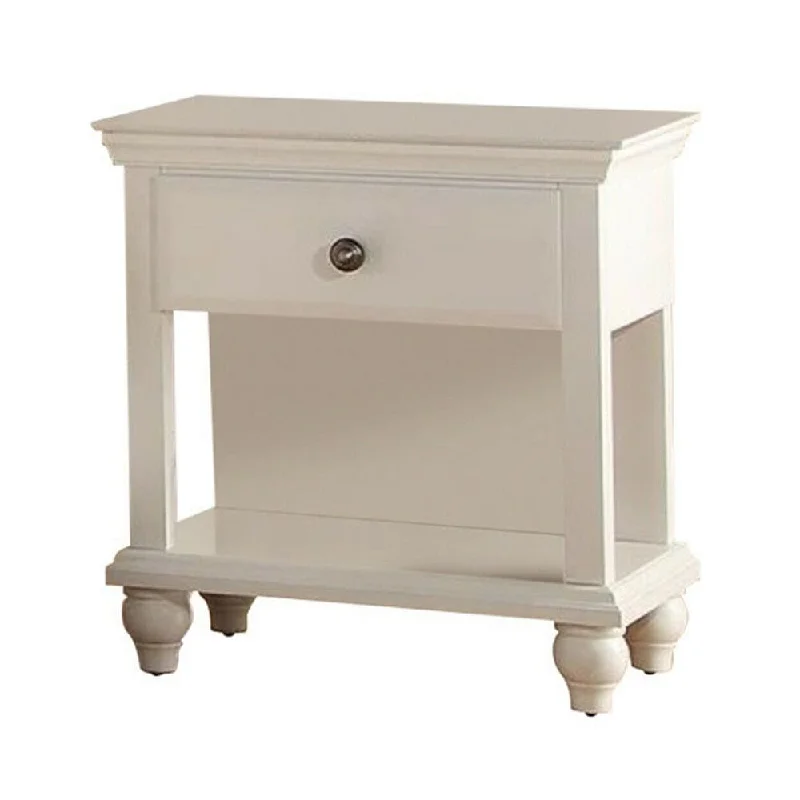 Nightstand With One Drawer And Shelf In White Finish