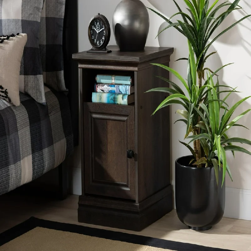 Nolan Traditional Transitional Hazel Walnut Brown Finished 1-Door Wood Nightstand