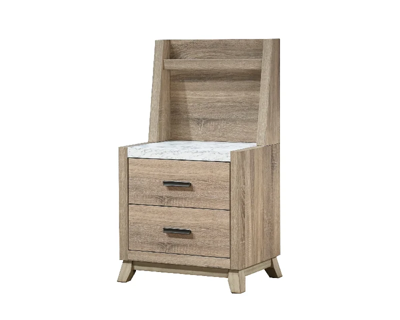 Tilston - Nightstand With Wall Panel - Natural