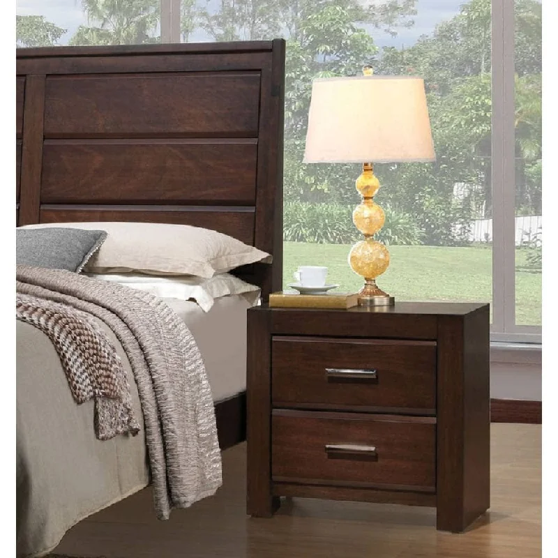 Transitional Assembled 2-Drawer Nightstand with Pull Out Handle